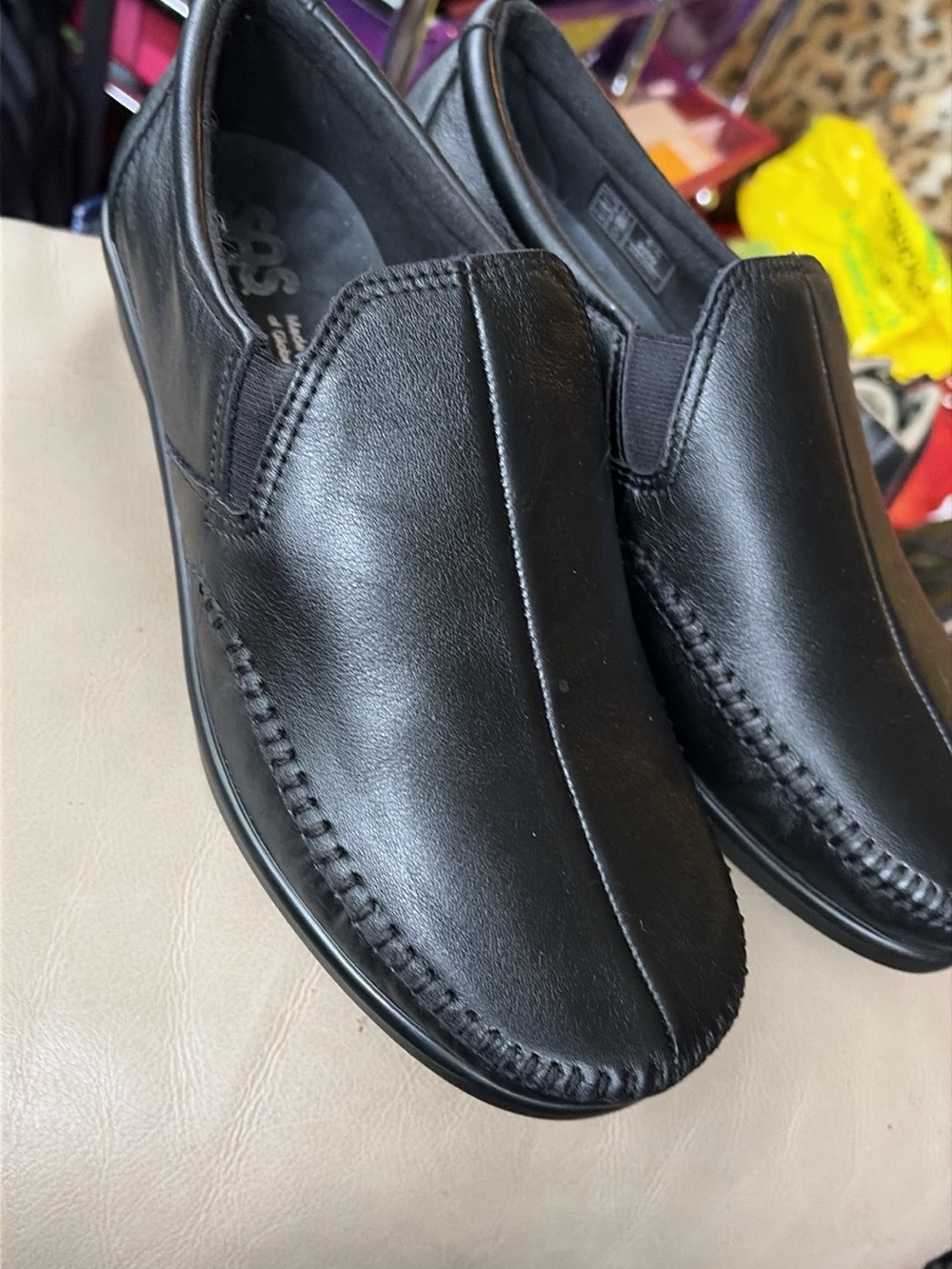 SAS Women’s Black Slip-On Leather Loafers Size 8.5 W. New Without Box.